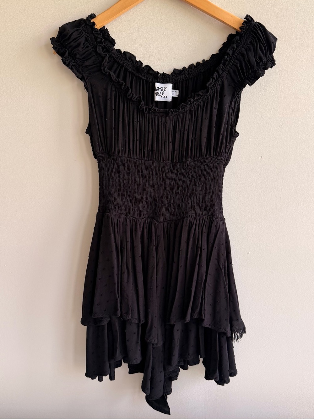 Princess Polly Black Ruffled Smocked Romper